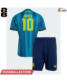 Günstige Kolumbien James Rodriguez #10 Auswärts Trikotsatzt Kinder WM 2026 Kurzarm (+ Kurze Hosen)